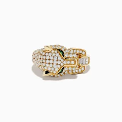 Effy Jewelry Signature 14K Yellow Gold Diamond and Emerald Panther Ring | Rings