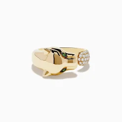Effy Jewelry Signature 14K Yellow Gold Diamond and Tsavorite Panther Ring | Rings