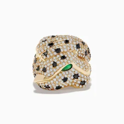 Effy Jewelry Signature 14K Yellow Gold Emerald, Black and White Diamond Ring | Rings
