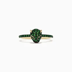 BH Multi Signature 14K Yellow Gold Emerald and Tsavorite Panther Ring, 0.57 TCW | Rings