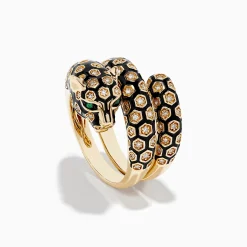 Effy Jewelry Signature 14K Yellow Gold Emerald and Diamond Panther Ring | Rings