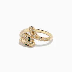 Effy Jewelry Signature 14K Yellow Gold Emerald and Diamond Panther Ring | Rings