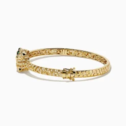 Effy Jewelry Signature 14K Yellow Gold Emerald and Diamond Panther Bangle | Bracelets