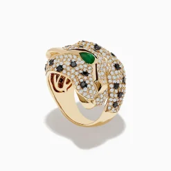 Effy Jewelry Signature 14K Yellow Gold Emerald, Black and White Diamond Ring | Rings