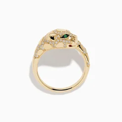 Effy Jewelry Signature 14K Yellow Gold Emerald and Diamond Panther Ring | Rings