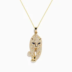 Effy Jewelry Signature 14K Yellow Gold Sapphire and Diamond Panther Necklace | Necklaces & Pendants