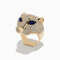 Effy Jewelry Signature 14K Yellow Gold Sapphire and Diamond Panther Ring | Rings