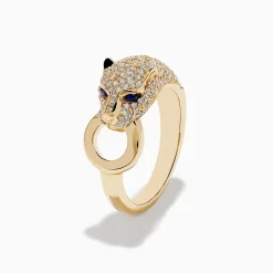 Effy Jewelry Signature 14K Yellow Gold Sapphire and Diamond Panther Ring | Rings