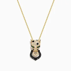 Effy Jewelry Signature 14K Yellow Gold White and Black Diamond Panther Pendant | Necklaces & Pendants