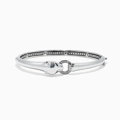 Effy Jewelry Signature Sterling Silver Diamond and Tsavorite Panther Bangle, 0.10TCW | Bracelets