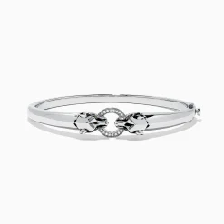 Effy Jewelry Signature Sterling Silver Diamond and Tsavorite Panther Bangle, 0.10 TCW | Bracelets