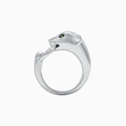 Effy Jewelry Signature Sterling Silver Diamond and Tsavorite Panther Ring, 0.13 TCW | Rings