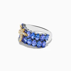 Effy Jewelry 925 Silver and 18K Tanzanite and Diamond Starfish Ring | Rings