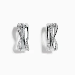 Effy Jewelry 925 Silver Diamond Crossover Hoop Earrings | Earrings