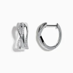 Effy Jewelry 925 Silver Diamond Crossover Hoop Earrings | Earrings