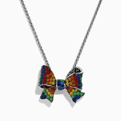 Effy Jewelry Splash 925 Sterling Silver Multi Color Sapphire Bow Pendant | Necklaces & Pendants