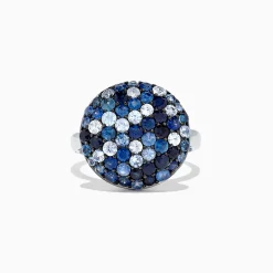 BH Multi Splash Sterling Silver Blue Sapphire Circle Ring, 2.95 TCW | Rings