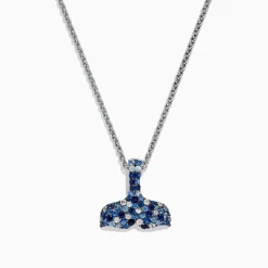 BH Multi Splash Sterling Silver Blue Sapphire Whale's Tail Pendant, 2.05 TCW | Necklaces & Pendants
