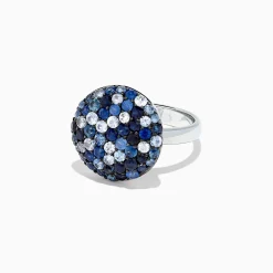 BH Multi Splash Sterling Silver Blue Sapphire Circle Ring, 2.95 TCW | Rings
