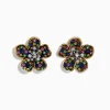 Effy Jewelry Splash Sterling Silver Diamond, Sapphires u0026 Tsavorite Flower Earrings | Earrings