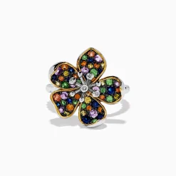 Effy Jewelry Splash Sterling Silver Diamond and Mulit Sapphires Flower Ring | Rings