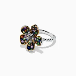 Effy Jewelry Splash Sterling Silver Diamond and Mulit Sapphires Flower Ring | Rings