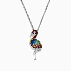 Effy Jewelry Splash Sterling Silver Multi Sapphires Flamingo Pendant | Necklaces & Pendants