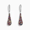 BH Multi Splash Sterling Silver Multi Color Sapphire Drop Earrings, 4.10 TCW | Earrings