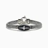 Effy Jewelry 925 Sterling Silver and Black Spinel Braided Chain Bracelet | Mens