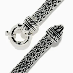 Effy Jewelry 925 Sterling Silver and Black Spinel Braided Chain Bracelet | Mens