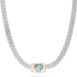 Effy Jewelry 925 Sterling Silver and 18K Gold Green Amethyst Necklace, 4.70 TCW | Necklaces & Pendants