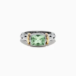 Effy Jewelry 925 Sterling Silver and 18K Gold Green Amethyst Ring, 1.75 TCW | Rings