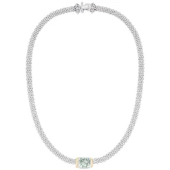 Effy Jewelry 925 Sterling Silver and 18K Gold Green Amethyst Necklace, 4.70 TCW | Necklaces & Pendants