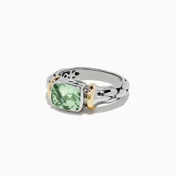 Effy Jewelry 925 Sterling Silver and 18K Gold Green Amethyst Ring, 1.75 TCW | Rings