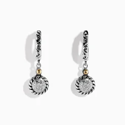 Effy Jewelry 925 Sterling Silver and 18K Yellow Gold Diamond Drop Earrings | Earrings