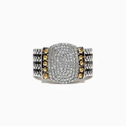 Effy Jewelry 925 Sterling Silver and 18K Yellow Gold Diamond Ring, 0.39 TCW | Rings