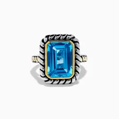 Effy Jewelry 925 Sterling Silver and 18K Yellow Gold Blue Topaz Ring | Rings