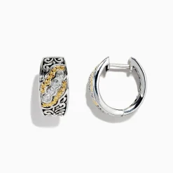Effy Jewelry 925 Sterling Silver and 18K Yellow Gold Diamond Earrings, 0.12 TCW | Earrings