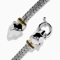 Effy Jewelry 925 Sterling Silver and 18K Yellow Gold Panther Braided Chain Bracelet | Bracelets