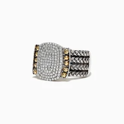 Effy Jewelry 925 Sterling Silver and 18K Yellow Gold Diamond Ring, 0.39 TCW | Rings