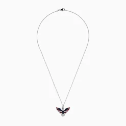 Effy Jewelry Sterling Silver Black and White Diamond, Ruby and Sapphire Pendant | Necklaces & Pendants