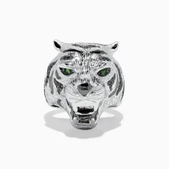 BH Multi Sterling Silver Black Diamond and Tsavorite Tiger Ring, 0.21 TCW | Rings
