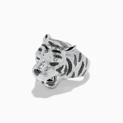 BH Multi Sterling Silver Black Diamond and Tsavorite Tiger Ring, 0.21 TCW | Rings