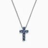 Effy Jewelry 925 Sterling Silver Blue Sapphire Splash Cross Pendant, 0.95 TCW | Necklaces & Pendants