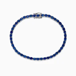 BH Multi 925 Sterling Silver Blue Sapphire Tennis Bracelet, 6.99 TCW | Bracelets