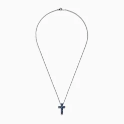 Effy Jewelry 925 Sterling Silver Blue Sapphire Splash Cross Pendant, 0.95 TCW | Necklaces & Pendants