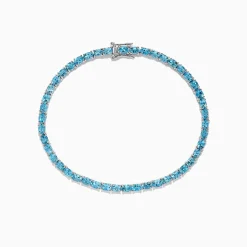BH MULTI 925 Sterling Silver Blue Topaz Tennis Bracelet, 9.55 TCW | Bracelets