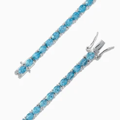 BH MULTI 925 Sterling Silver Blue Topaz Tennis Bracelet, 9.55 TCW | Bracelets