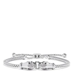 Effy Jewelry 925 Sterling Silver Braide Chain Diamond Panther Bolo Bracelet, 0.10 TCW | Bracelets