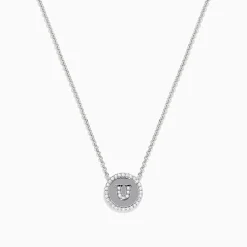 BH Multi 925 Sterling Silver Diamond Initial Letter "U" Necklace, 0.15 TCW | Necklaces & Pendants